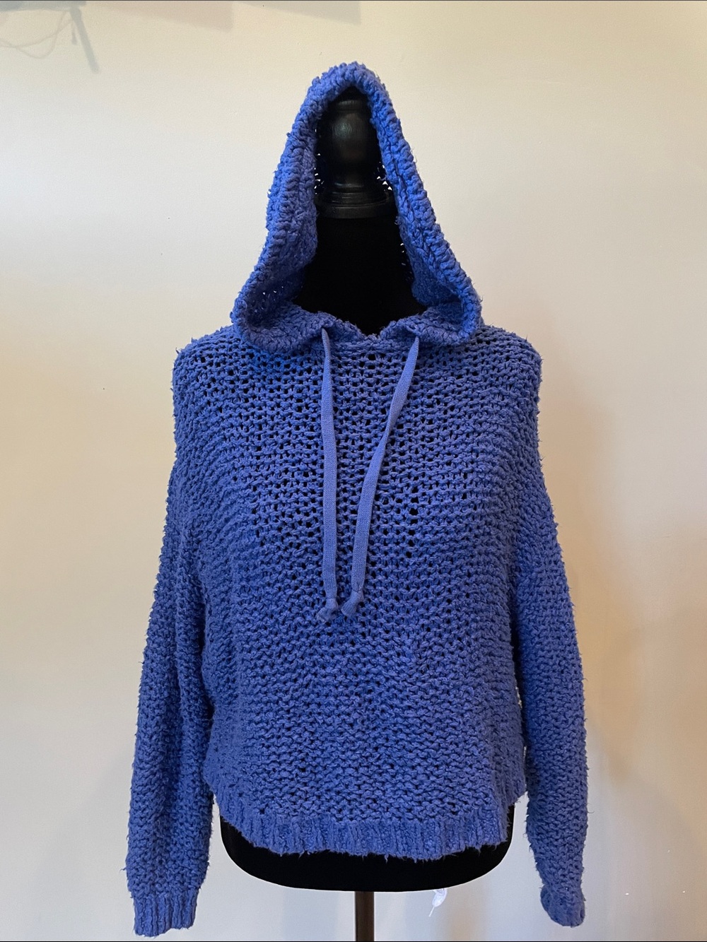 Cozy Hooded bright blue Knit Sweater - by pilcro